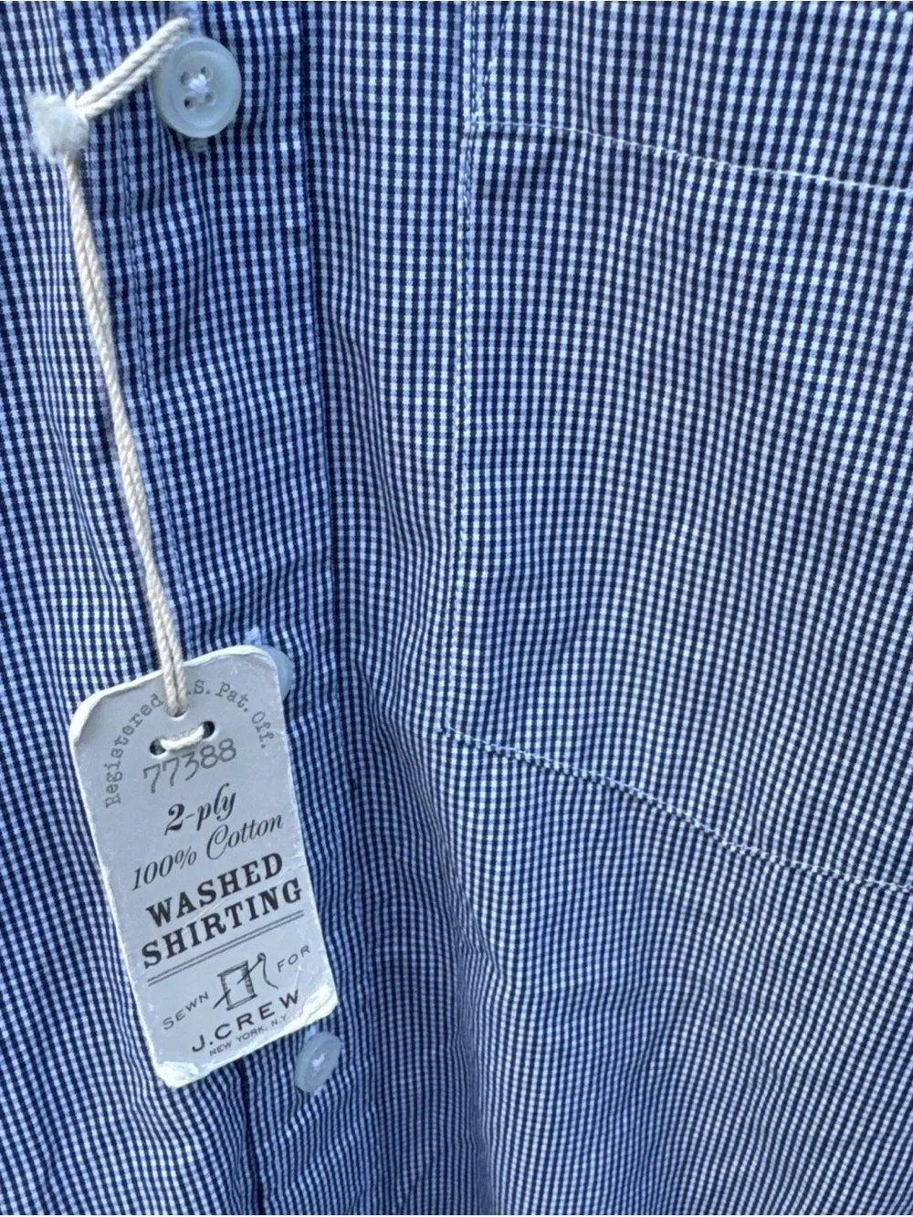 NWT J. Crew Men's Size XS Short Blue Gingham Long Sleeve Slim Untucked Shirt